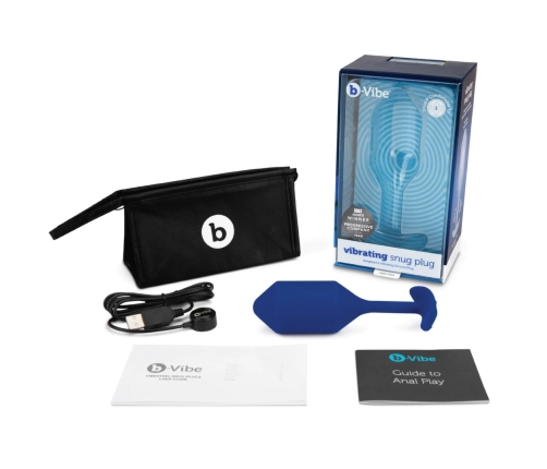 b-Vibe Vibrating Snug Plug 4 Navy - Weighted Silicone Plug XL