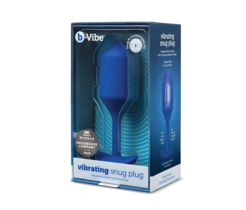 b-Vibe Vibrating Snug Plug 4 Navy - Weighted Silicone Plug XL