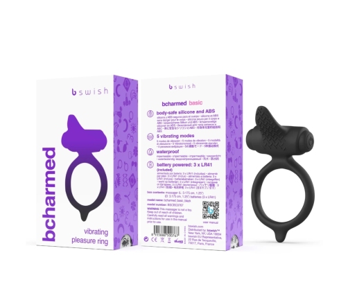 B Swish Bcharmed Classic Black - Silicone 5-Function Massaging Ring