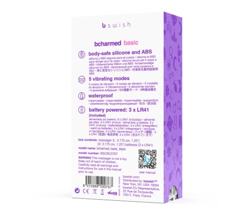 B Swish Bcharmed Classic Black - Silicone 5-Function Massaging Ring