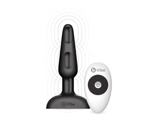 b-Vibe Trio Plug Black - Medium Size Intimate System, 3 Motors, Remote