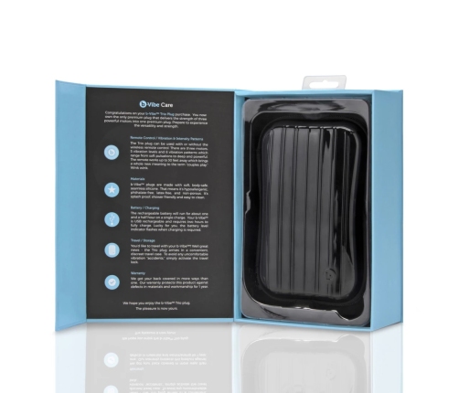 b-Vibe Trio Plug Black - Medium Size Intimate System, 3 Motors, Remote