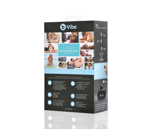 b-Vibe Trio Plug Black - Medium Size Intimate System, 3 Motors, Remote