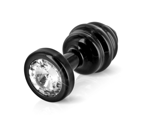 Diogol Ano Ribbed Black 25 mm Aluminium Intimate Accessory with Crystal