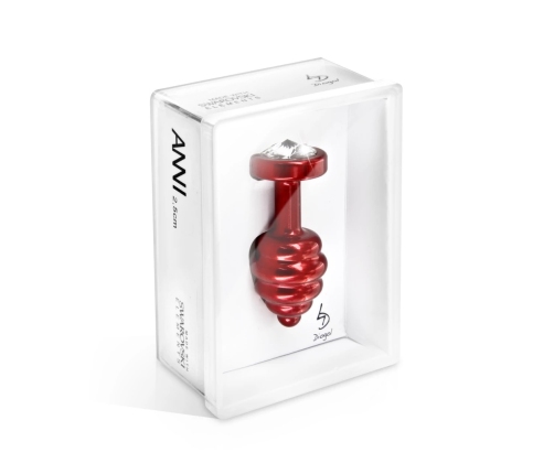 Diogol Ano Ribbed Aluminium Plug Red 30mm with Swarovski Crystal