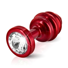Diogol Ano Ribbed Aluminium Plug Red 30mm with Swarovski Crystal Diogol Ano Ribbed Aluminium Plug Red 30mm with Swarovski Crystal