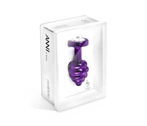 Diogol Ano Ribbed Plug 25 mm Aluminium Purple with Swarovski Crystal