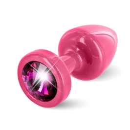 Diogol Anni Round Plug Pink 25 mm - Aluminium & Swarovski Crystal