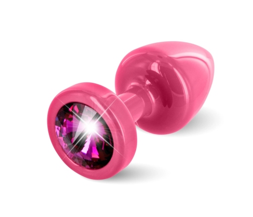 Diogol Anni Round Plug Pink 25 mm - Aluminium & Swarovski Crystal