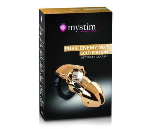 Mystim Pubic Enemy No 1 Gold Edition - Adjustable Chastity System