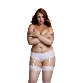 Baci Rose Boyshort Briefs White XL with Detachable Straps Baci Rose Boyshort Briefs White XL with Detachable Straps
