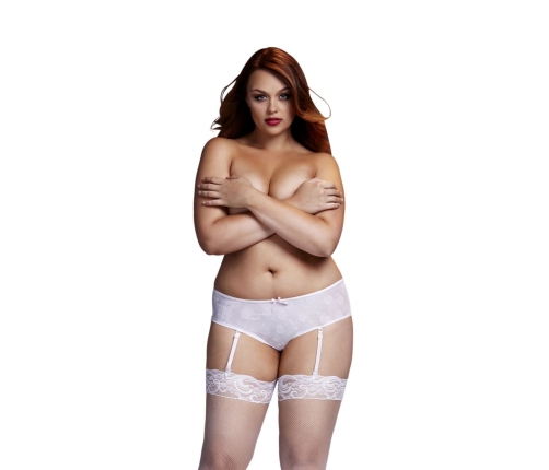 Baci - Rose Crotchless Boyshort White XL