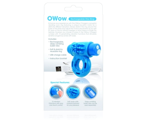 The Screaming O Charged OWow Intimate Vibrating Ring Blue Rechargeable