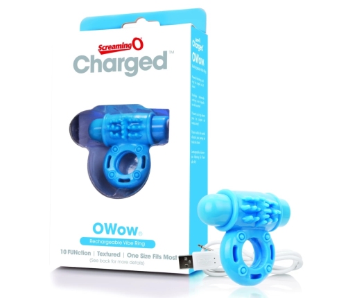 The Screaming O Charged OWow Intimate Vibrating Ring Blue Rechargeable