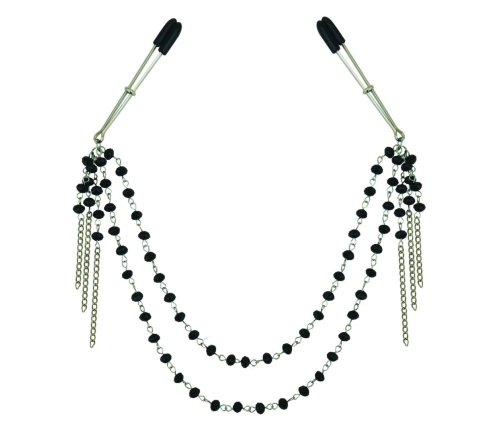 Sportsheets Sincerely Adjustable Black Jeweled Nipple Clips 41.9cm