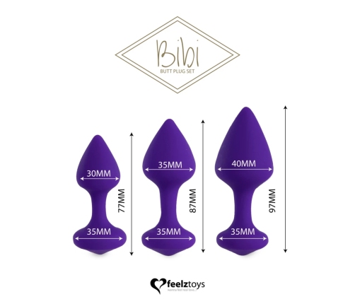 FeelzToys Bibi Set of 3 Silicone Intimate Plugs Purple