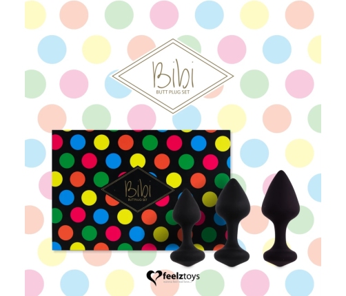FeelzToys Bibi Plug Set Black - 3 Sizes, Soft Silicone, Tapered Design