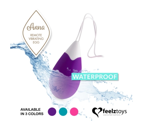 FeelzToys Anna Deep Purple Wireless Vibrating Egg, 10 Modes, USB