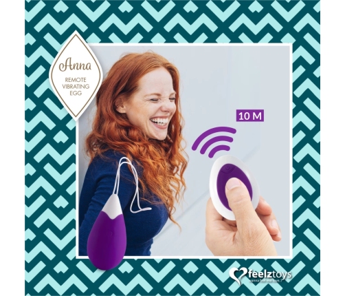 FeelzToys Anna Deep Purple Wireless Vibrating Egg, 10 Modes, USB