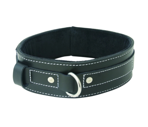 Sportsheets Edge Adjustable Leather Collar with Soft Lining Black