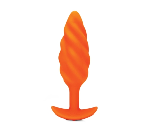 b-Vibe Swirl Texture Plug Orange - Silicone, 6 Modes, 13.5 cm