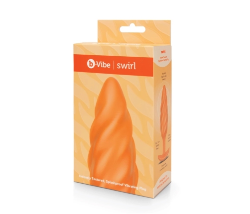 b-Vibe Swirl Texture Plug Orange - Silicone, 6 Modes, 13.5 cm