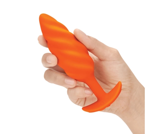 b-Vibe Swirl Texture Plug Orange - Silicone, 6 Modes, 13.5 cm