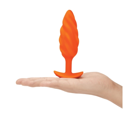 b-Vibe Swirl Texture Plug Orange - Silicone, 6 Modes, 13.5 cm