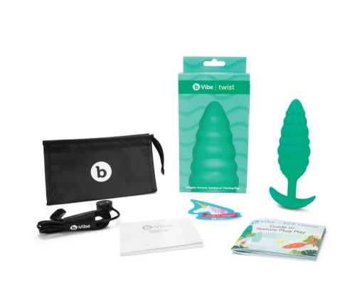 b-Vibe Twist Plug Green - Textured Silicone Intimate System 15.3cm