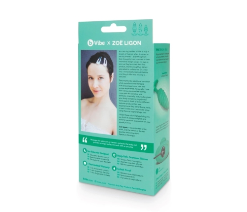 b-Vibe Twist Plug Green - Textured Silicone Intimate System 15.3cm