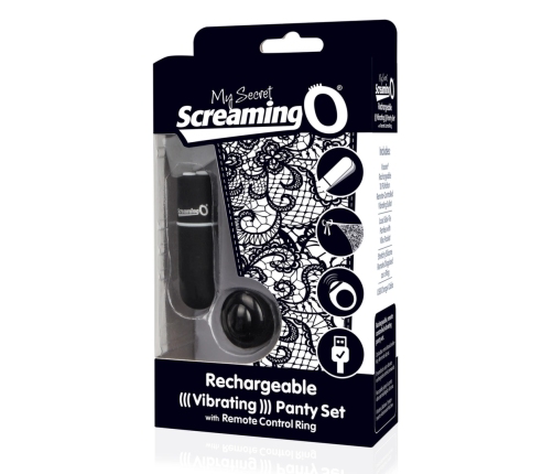 Screaming O Charged Remote-Control Intimate Panty Set Black Rechargeable
