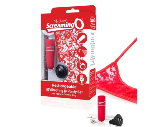 The Screaming O Charged Remote Panty System Red, USB Rechargeable