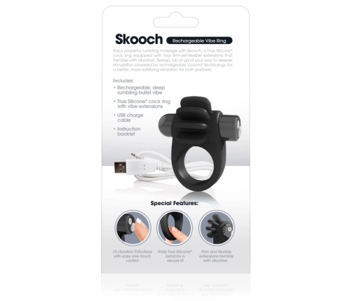 The Screaming O Charged Skooch Black - Rechargeable Silicone Ring