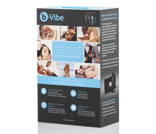 b-Vibe Snug Plug 2 Black Weighted Silicone Intimate Trainer 114g 3x11.4cm