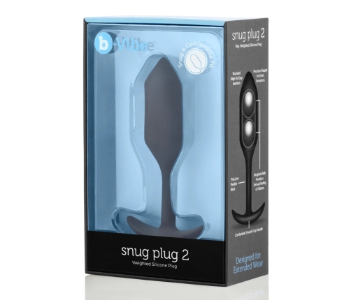 b-Vibe Snug Plug 2 Black Weighted Silicone Intimate Trainer 114g 3x11.4cm