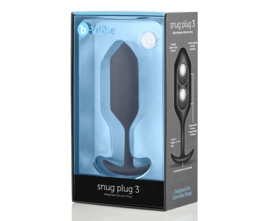 b-Vibe Snug Plug 3 Black Weighted Silicone Anal Model 180g 3.6x12.7cm