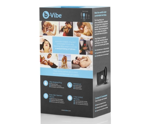 b-Vibe Snug Plug 3 Black Weighted Silicone Anal Model 180g 3.6x12.7cm