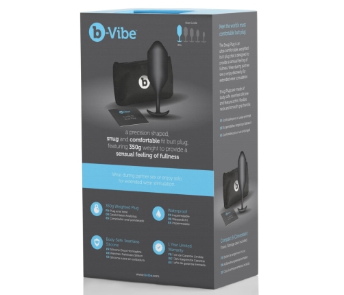 b-Vibe Snug Plug 5 Black Weighted Silicone Intimate Plug 350g 16cm