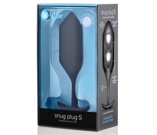 b-Vibe Snug Plug 5 Black Weighted Silicone Intimate Plug 350g 16cm