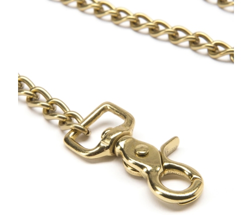 Coco de Mer Brown Leather Lead with Antique Brass Chain 43in