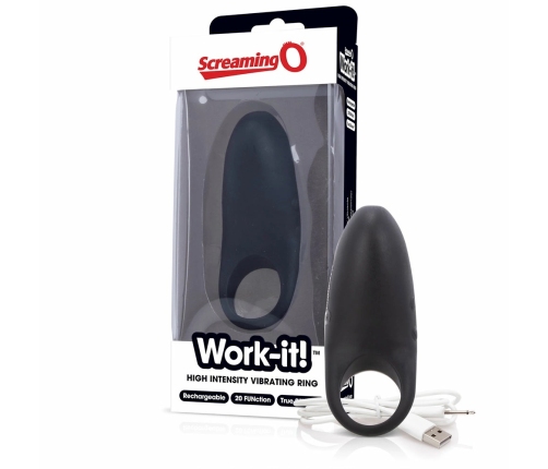 The Screaming O Work-it! Charged Ring Black - 20-Mode Silicone System