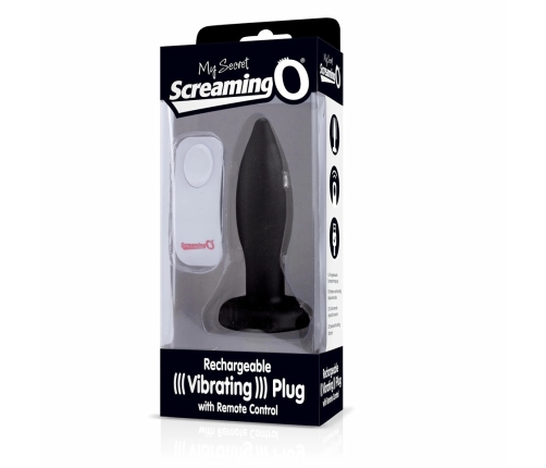 Screaming O Charged Remote Plug Black - Rechargeable Silicone, 4"