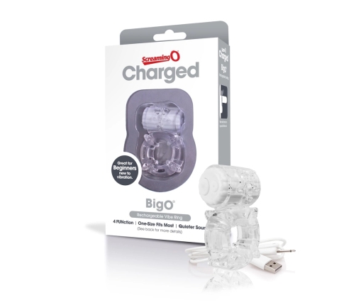 The Screaming O Charged Big O Rechargeable Ring Clear, 3-Speed, USB