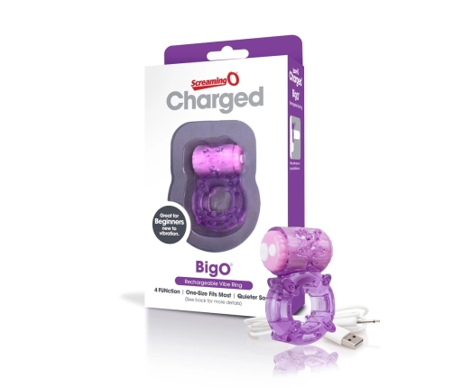 The Screaming O Charged Big O Rechargeable Intimate Ring Purple