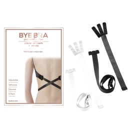 Bye Bra Flexible 3-Hook Low Back Bra Straps Black & White Set Bye Bra Flexible 3-Hook Low Back Bra Straps Black & White Set
