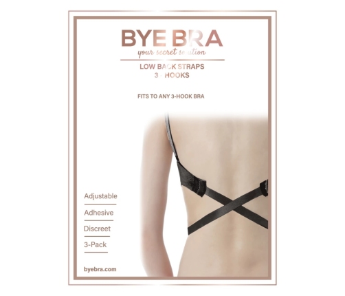 Bye Bra Flexible 3-Hook Low Back Bra Straps Black & White Set