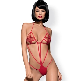 Obsessive Luiza Body Red S/M - koronkowy model z wiązaniem