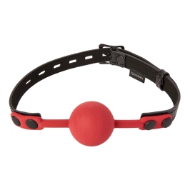 Sportsheets Saffron Adjustable Silicone Ball Gag - Locking Strap, Black/Red