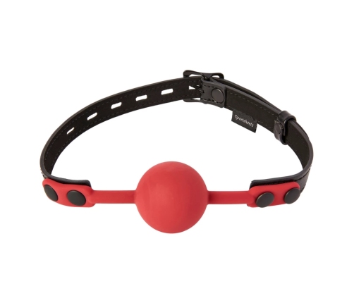 Sportsheets Saffron Adjustable Silicone Ball Gag - Locking Strap, Black/Red