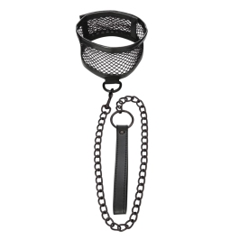 Sportsheets S&M Fishnet Adjustable Collar with Leash, 62 cm, Black